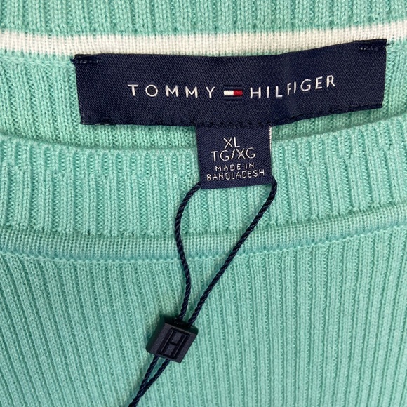 Tommy Hilfiger Cotton Puff-Sleeve Sweater Mint XL New - Picture 3 of 8
